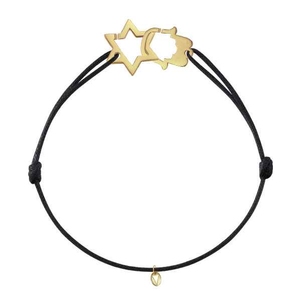 Bracelet Etoile de David et Hamsa - Or Jaune 18 carats - personnalisable ©AARON KALI
