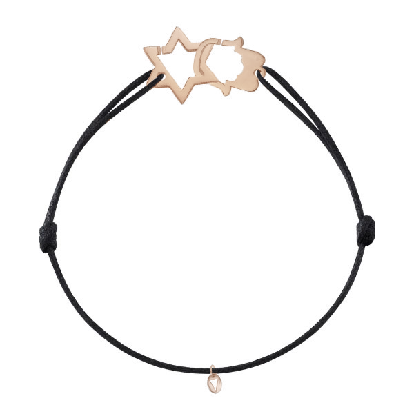 Bracelet Etoile de David et Hamsa - Or Rose 18 carats - personnalisable ©AARON KALI