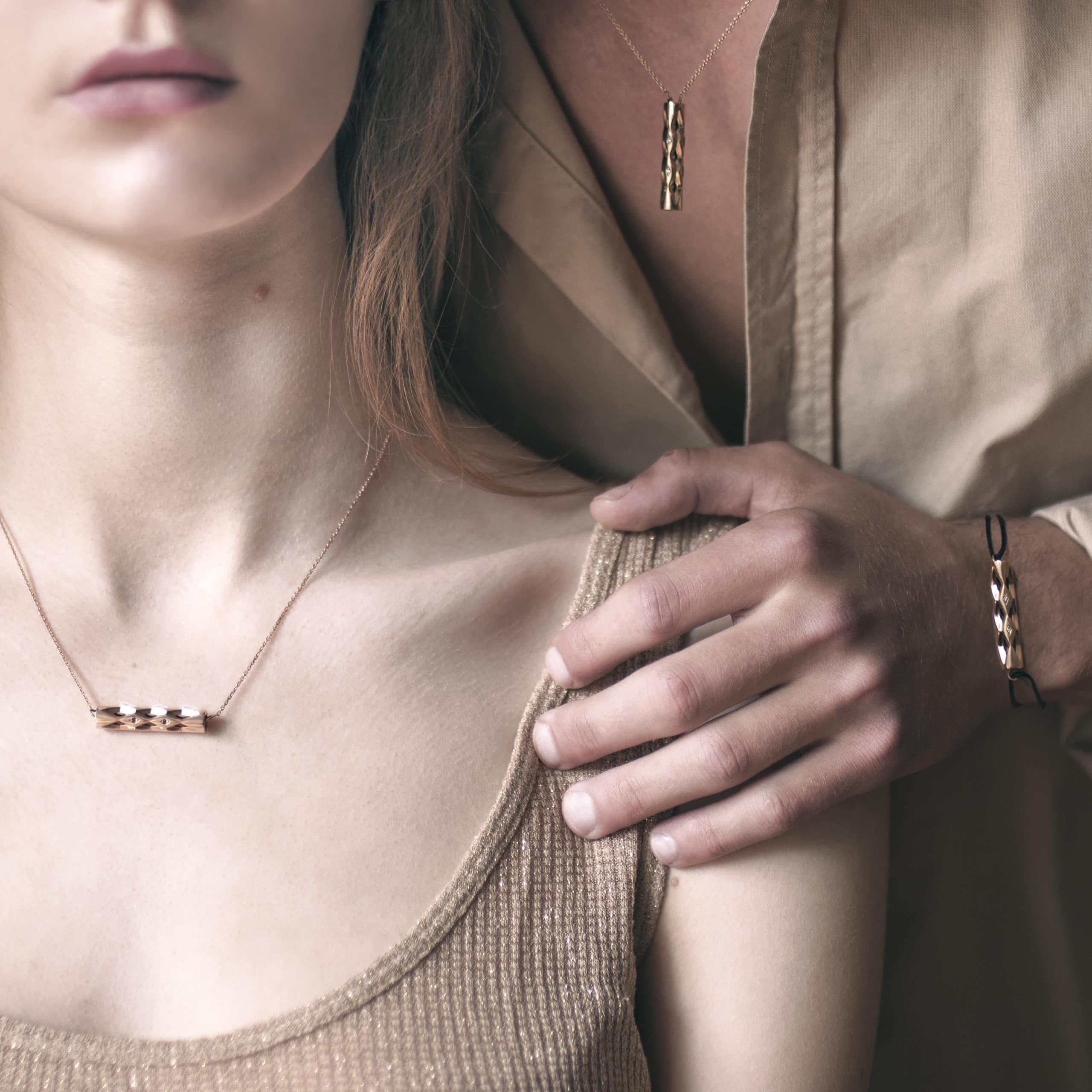 Totem Necklace in White Gold and Precious Stones