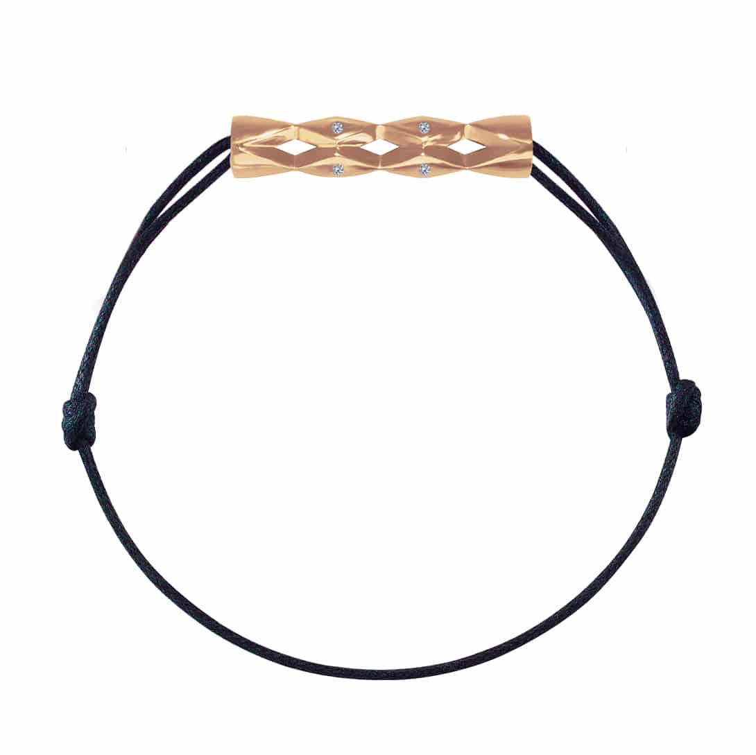 Bracelet Totem Or rose 18 carats et diamants sur cordon - GM