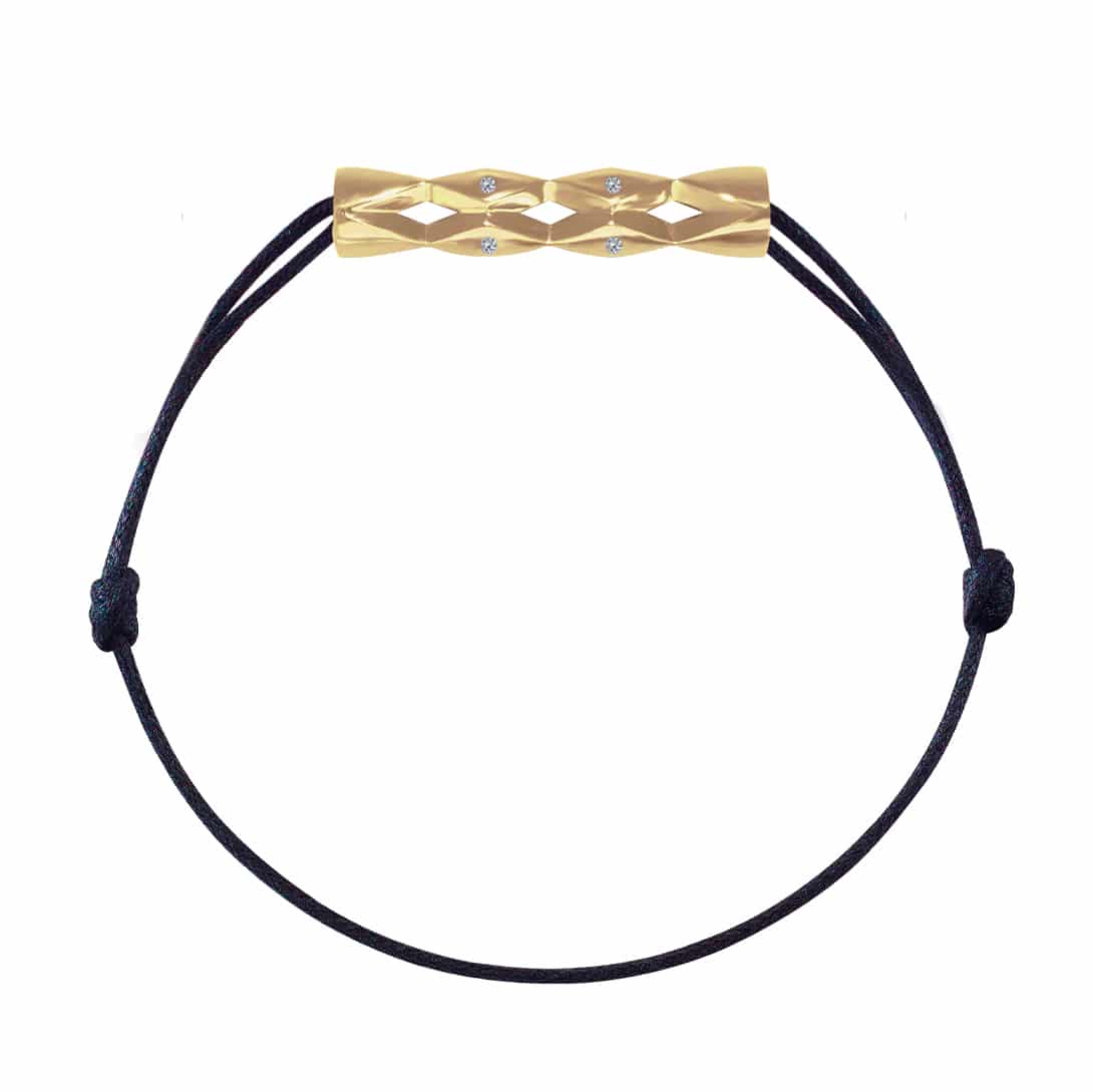 Bracelet Totem Or Jaune cordon noir