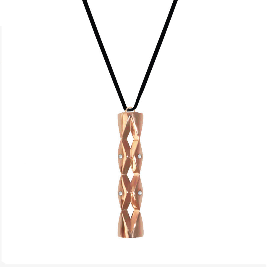 Collier Totem Or gris 18 carats et diamants sur cordon - GMV