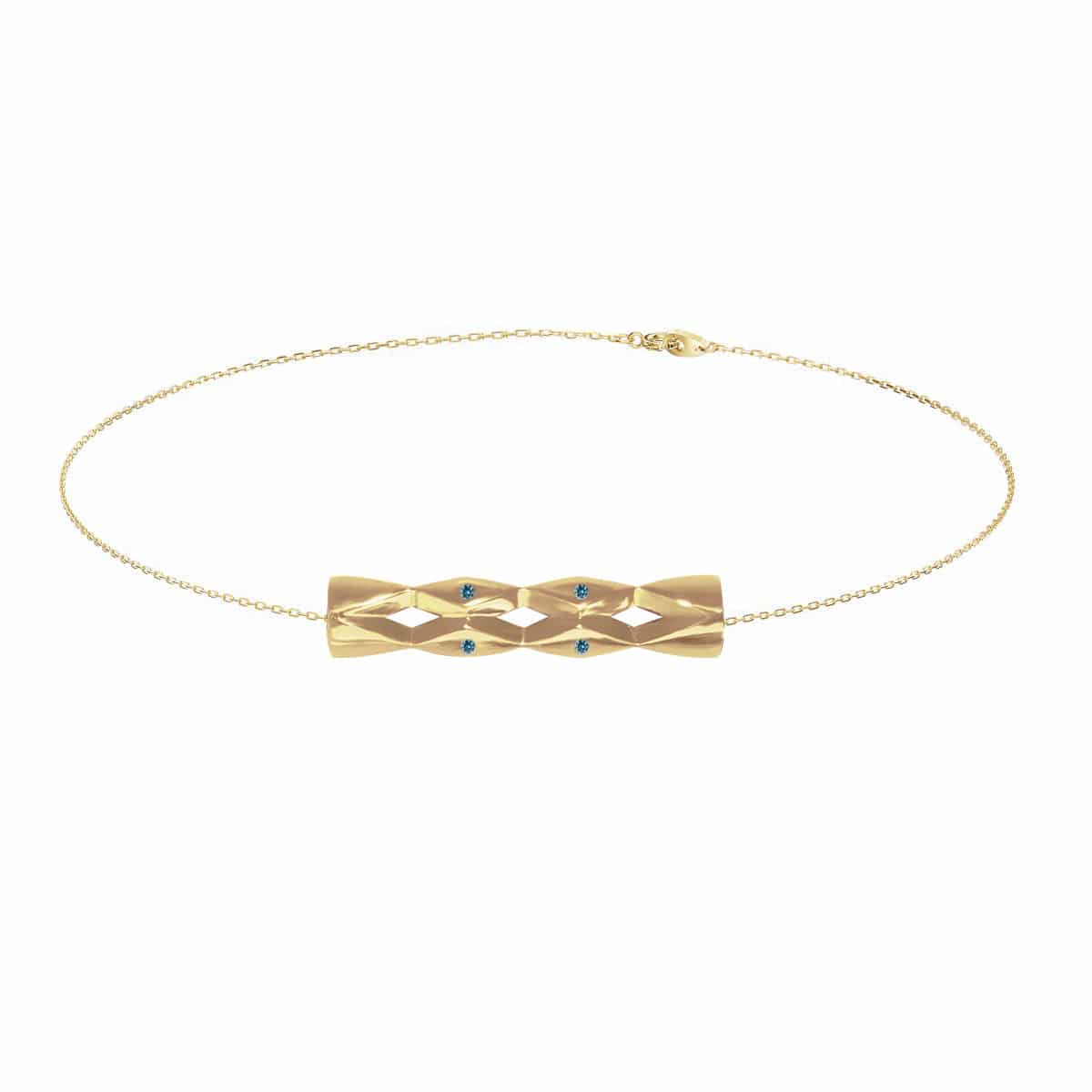 Bracelet totem or jaune et saphir bleu