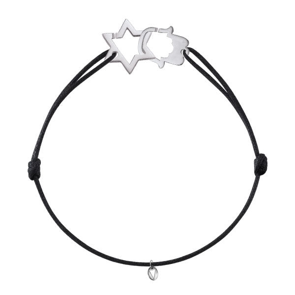 Bracelet Etoile de David et Hamsa - Or Rose 18 carats - personnalisable ©AARON KALI