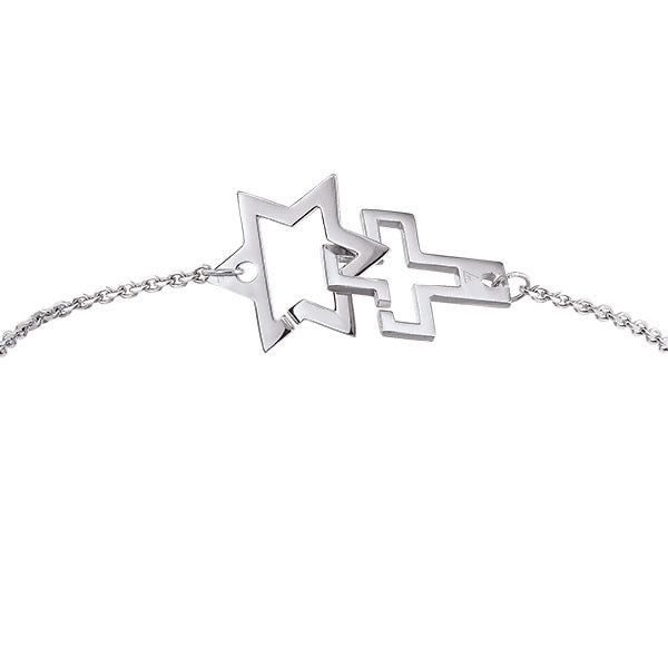 Bracelet Kalligraph Maguen David & Sainte Croix - Or Gris 18 carats - personnalisable ©AARON KALI