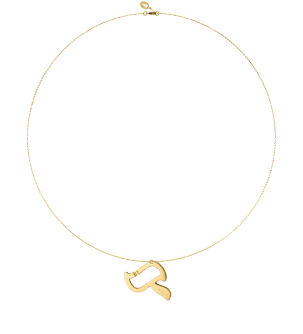 L08J- Collier pendentif RETH- lettre hebraïque - Or 18k ©AARON KALI