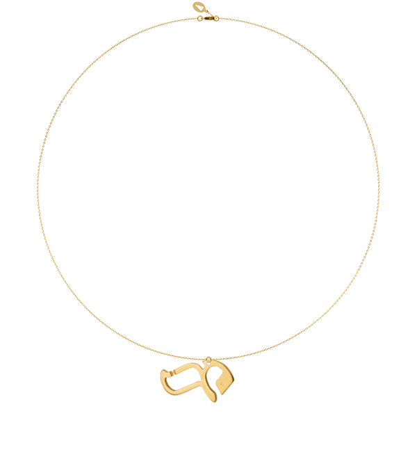 L15J - Collier pendentif MEM - lettre hebraïque - Or 18k ©AARON KALI