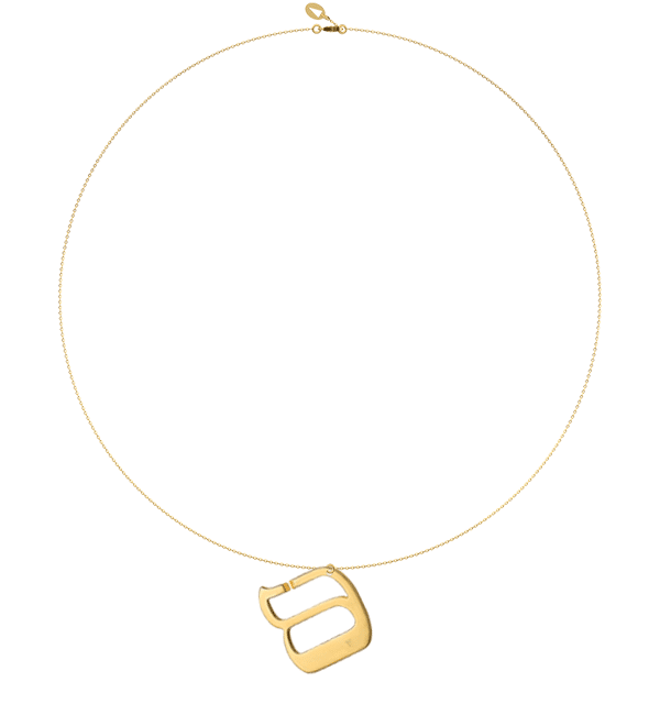 L17J - Collier pendentif SAMECH - lettre hebraïque - Or 18k ©AARON KALI