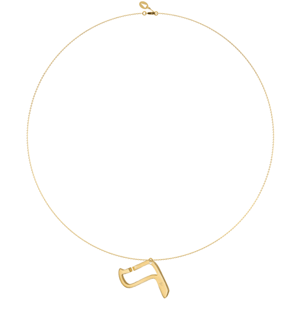 L23J - Collier pendentif RESH - lettre hebraïque - Or 18k ©AARON KALI