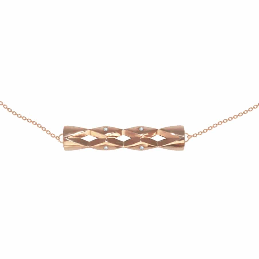 Collier Totem en or Rose Diamant blanc - collection Totem - AARON KALI -Collier - Or Rose - personnalisable ©AARON KALI