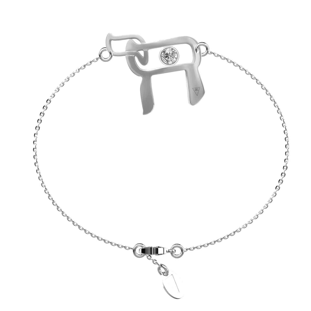 Bracelet Haï sur chaîne en Argent avec diamant serti clos