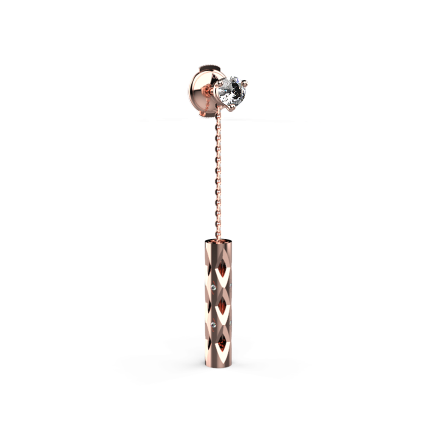 Boucle d'Oreille Totem Or rose & Diamant blanc