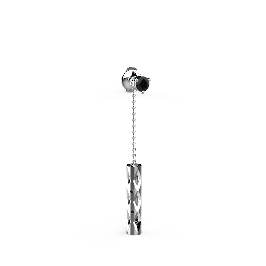Boucle d'Oreille Totem Or gris & Diamant noir