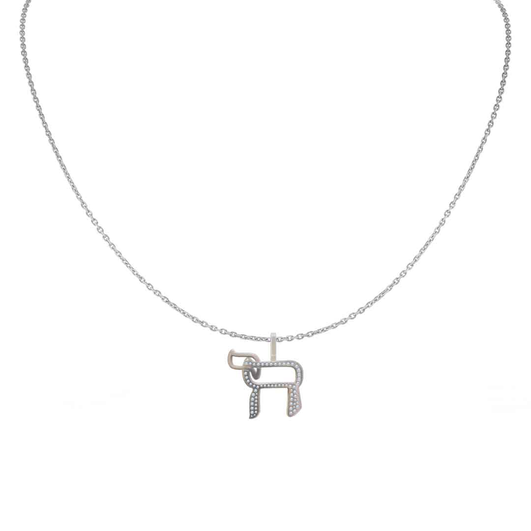 Collier Haï pavé de Diamants sur chaîne en Or 18 carats