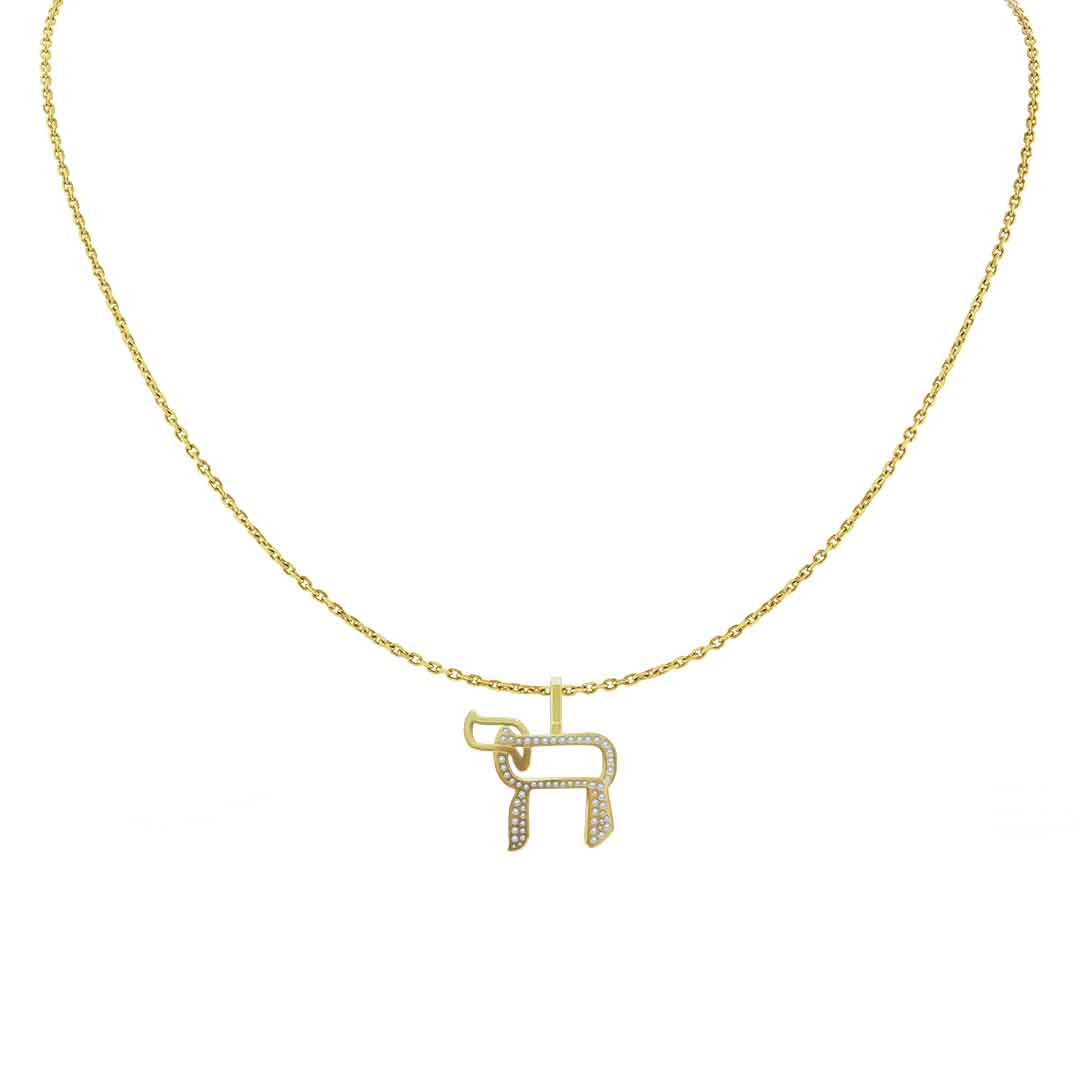 Collier Haï pavé de Diamants sur chaîne en Or 18 carats
