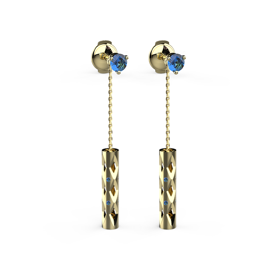 Boucle d'Oreille Totem Saphir Bleu