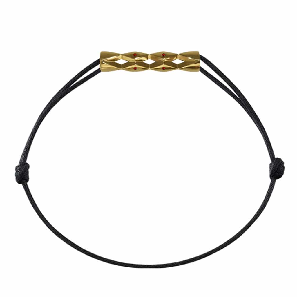 Bracelet Totem Or Rose cordon noir