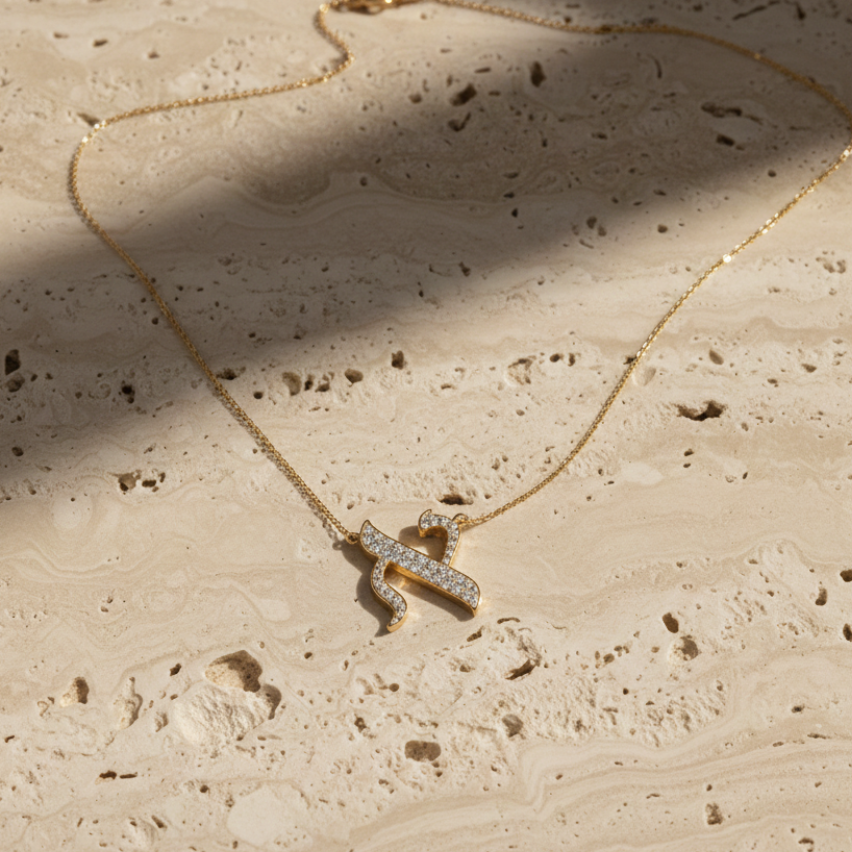 Collier Aleph or 18k pavé diamant de laboratoire