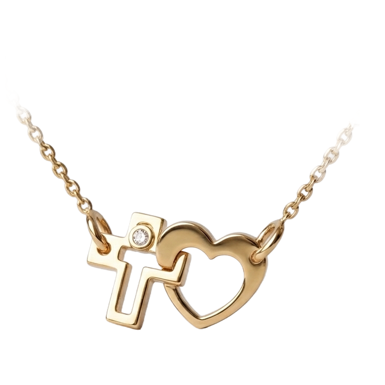 Collier "Sainte Croix en Amour" – L'Étreinte Sacrée en Or Rose