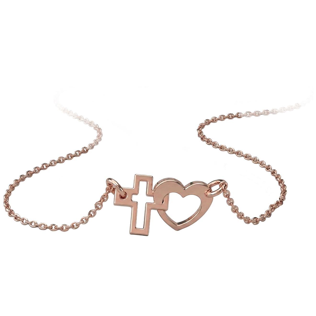 Collier "Sainte Croix en Amour" – L'Étreinte Sacrée en Or Rose