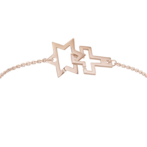Bracelet Kalligraphe Etoile de David et Sainte Croix - Or Rose 18 carats - personnalisable ©AARON KALI