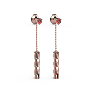 Paire Boucles d'oreille TOTEM - Or Rose 18 carats avec rubis - ©AARON KALI