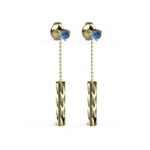 Paire Boucles d'oreille TOTEM - Or Jaune 18 carats avec Saphir Bleu - ©AARON KALI